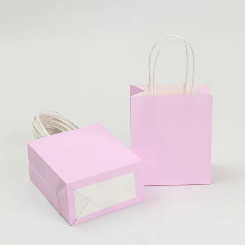 Macaron Soft Pastel Kraft Paper Bags with Handles - Bulk Multipurpose for Gift, Shopping & Party