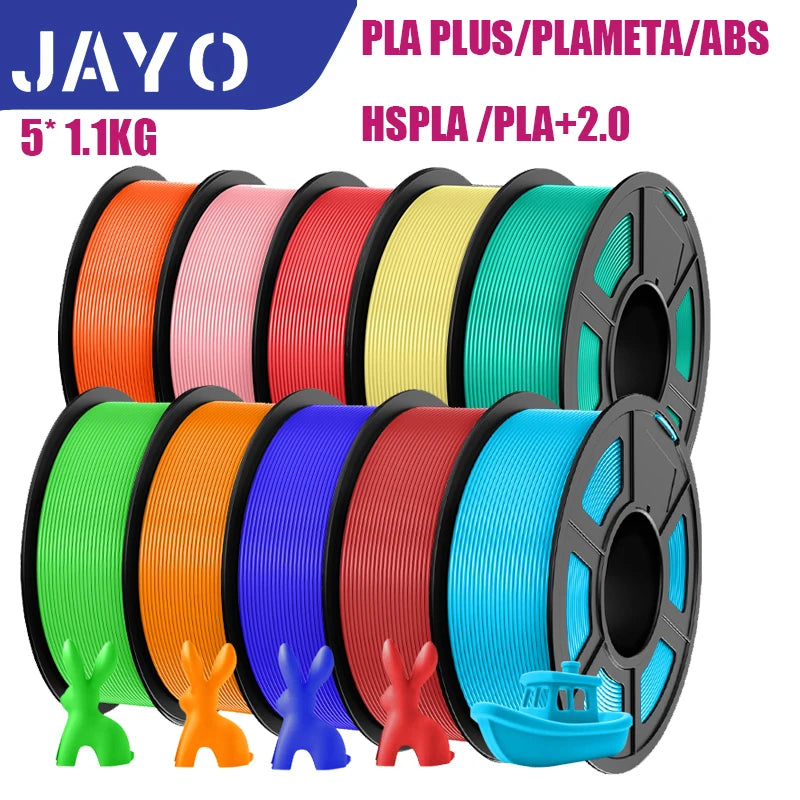 JAYO 5Rolls pla plus/ABS/EABS/PLAMETA/SKTC 3D Printer Filament 1.75mm 3D Printing Materials for 100% No Bubble &FDM 3D Printer