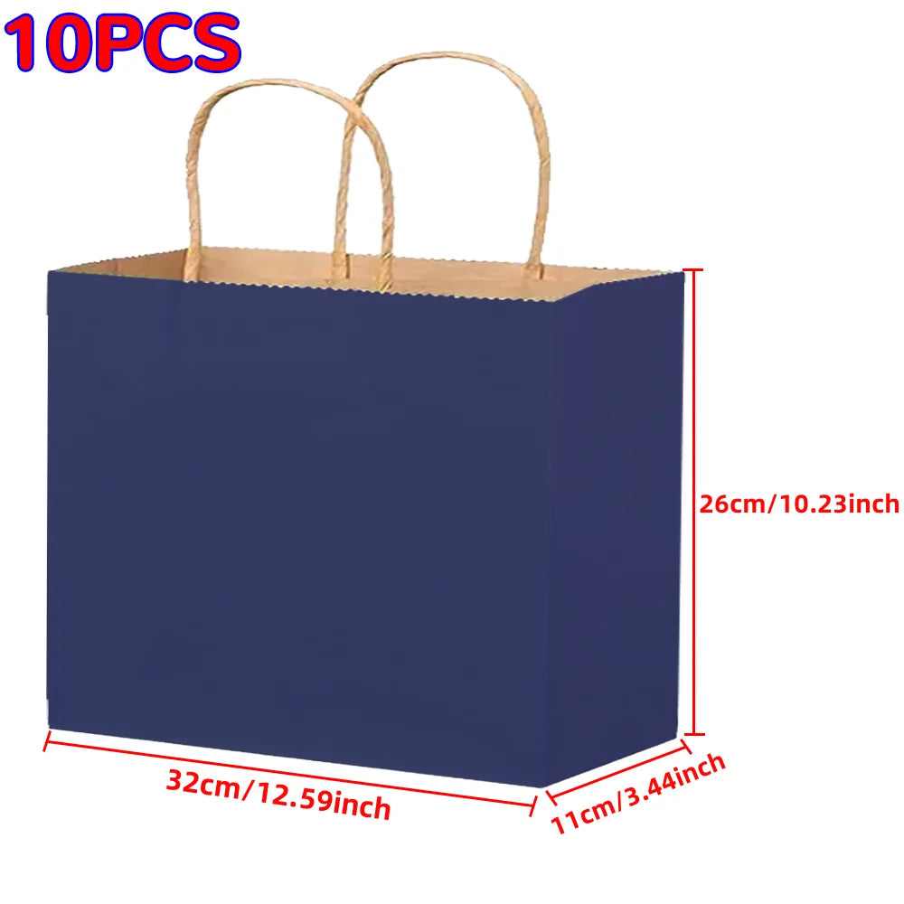 Kraft Paper Bags with Handles Birthday Wedding Christmas Party Decoration Baby Shower New Year Gift Packaging