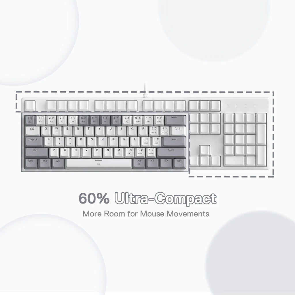 Redragon K617 Fizz 60% Wired RGB Gaming Keyboard, 61 Keys Hot-Swap Compact Mechanical Keyboard Red Switch