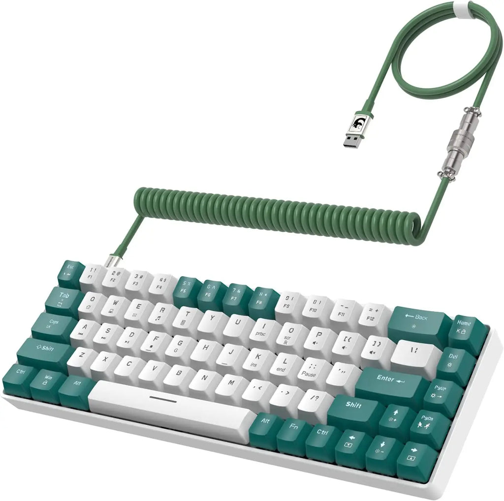 YINDIAO T8 60% RGB Gaming Keyboard and Mouse Combos+Coiled USB C Cable,Wired Mechanical Keyboard,68 Keys TKL Compact Mini Layout,Honeycomb RGB Gaming Mouse,Up to 6400DPI,for PC MAC PS5 Xbox,Green